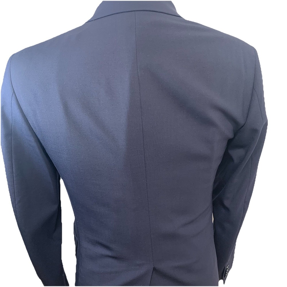 Theory Navy Blue Sport Coat Men 36 Short Blazer Jacket Wool Spandex  2 Button - Picture 4 of 12